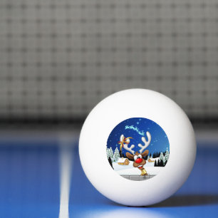 Balle De Ping Pong Mème de Noël drôle de renne qui regarde par-dessus