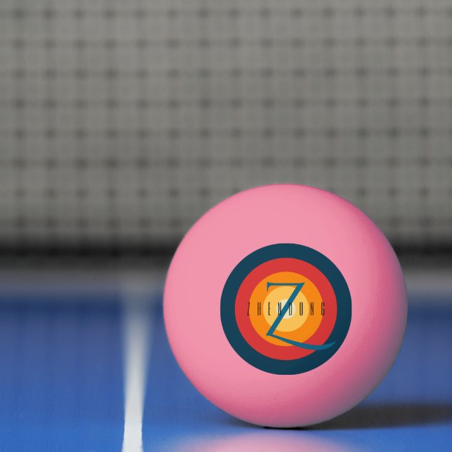 Balle De Ping Pong Moderne Élégant Chic Ajouter Nom personnalisé Init (Filet)