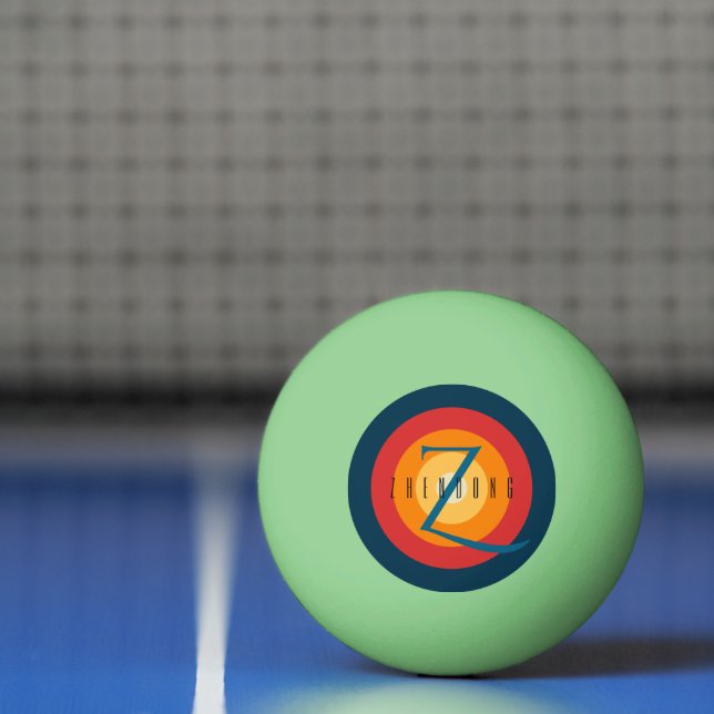 Balle De Ping Pong Moderne Élégant Chic Monogramme Initiale Personnal (Filet)