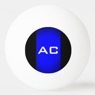 Balle De Ping Pong Moderne Monogramme Bleu Plaine Noire