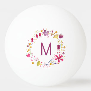 Balle De Ping Pong Moderne Monogramme Floral