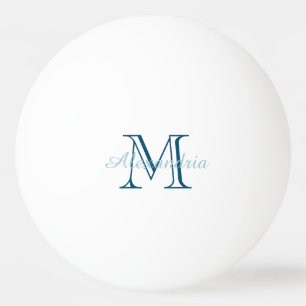 Balle De Ping Pong Monogramme bleu chic
