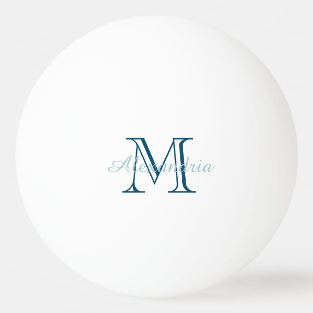 Balle De Ping Pong Monogramme bleu chic (Devant)