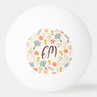 Balle De Ping Pong Monogramme Boho Fleurs Ping Pong Ball