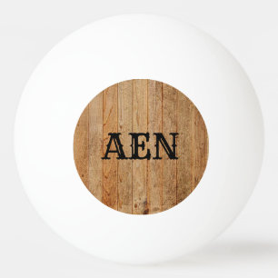 Balle De Ping Pong Monogramme Bois rustique Pays Brown Noir