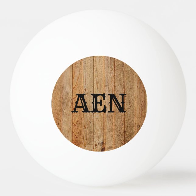 Balle De Ping Pong Monogramme Bois rustique Pays Brown Noir (Devant)