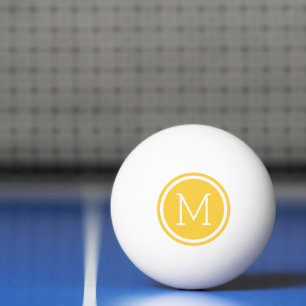 Balle De Ping Pong Monogramme circulaire jaune personnalisé
