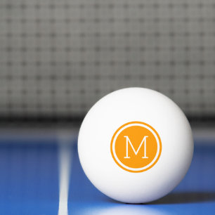 Balle De Ping Pong Monogramme circulaire orange personnalisé
