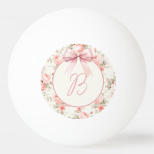 Balle De Ping Pong Monogramme Coquette Rose Bow