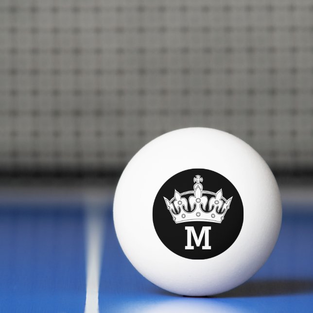 Balle De Ping Pong Monogramme Couronne Blanche Personnalisé (Filet)