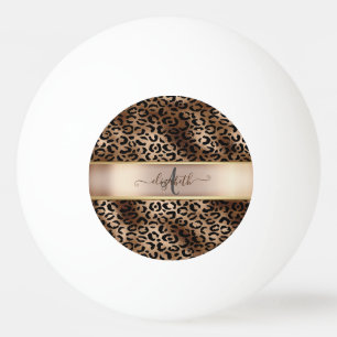 Balle De Ping Pong Monogramme de bronze noir Motif léopard