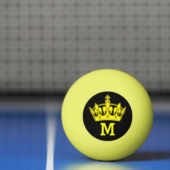 Balle De Ping Pong Monogramme de couronne jaune personnalisé (Filet)