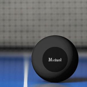 Balle De Ping Pong Monogramme de nom moderne minimaliste noir blanc