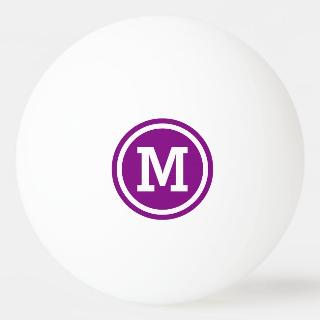Balle De Ping Pong Monogramme du cercle pourpre et blanc (Devant)