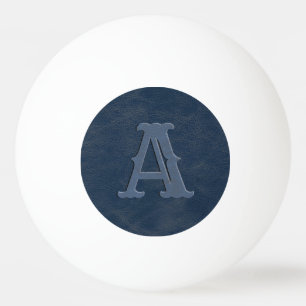 Balle De Ping Pong Monogramme en cuir bleu rustique