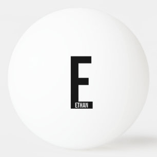 Balle De Ping Pong Monogramme et nom gras personnalisés modernes