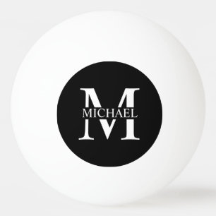 Balle De Ping Pong Monogramme et nom personnalisés en noir