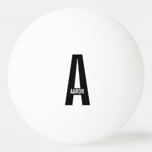Balle De Ping Pong Monogramme et nom personnalisés gras modernes