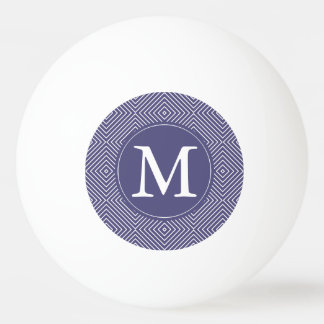 Balle De Ping Pong Monogramme géométrique pourpre de carrés