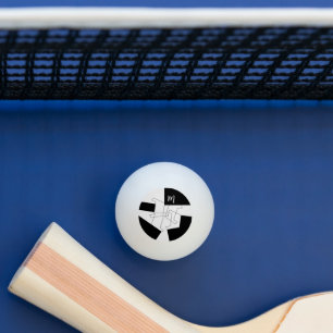 Balle De Ping Pong Monogramme géométrique tendance noir et blanc