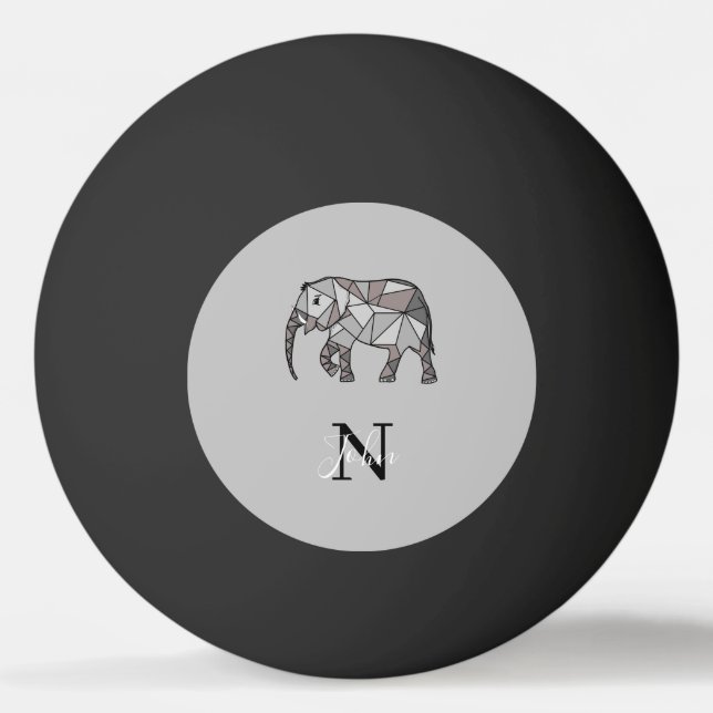 Balle De Ping Pong Monogramme Graphique mignon Eléphant Noir personna (Dos)