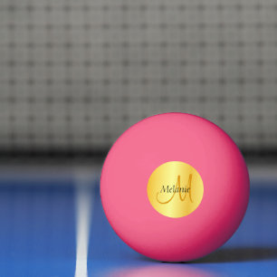 Balle De Ping Pong Monogramme Initial Moderne Modèle tendance Or rose