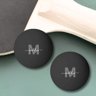 Balle De Ping Pong Monogramme Initial Nom Noir Blanc