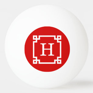 Balle De Ping Pong Monogramme initial principal grec blanc rouge du