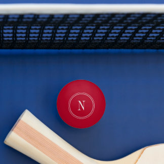 Balle De Ping Pong Monogramme initiale rouge et blanc moderne