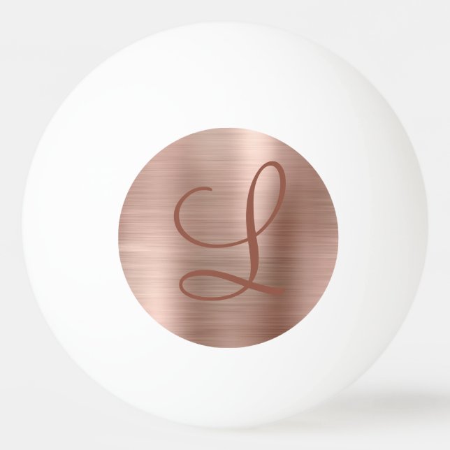 Balle De Ping Pong Monogramme métal brossé Chic Rose or initial (Devant)