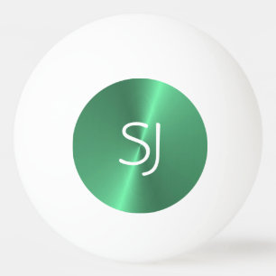 Balle De Ping Pong Monogramme métallique vert brillant