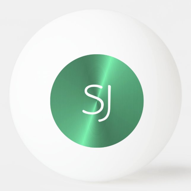 Balle De Ping Pong Monogramme métallique vert brillant (Devant)