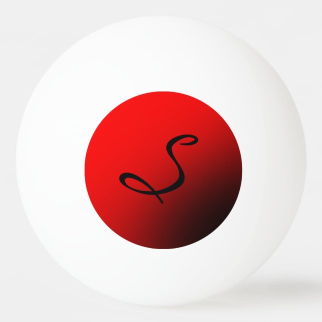 Balle De Ping Pong Monogramme noir rouge élégant professionnel initia (Devant)