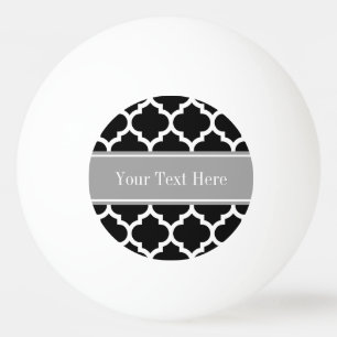 Balle De Ping Pong Monogramme nommé gris-foncé blanc noir du Marocain