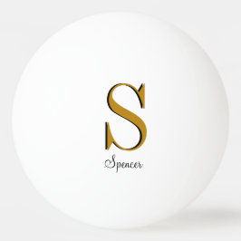 Balle De Ping Pong Monogramme or Nom personnalisé initial