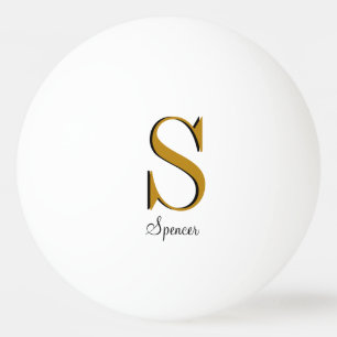 Balle De Ping Pong Monogramme or Nom personnalisé initial