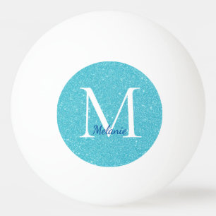 Balle De Ping Pong Monogramme Parties scintillant turquoise