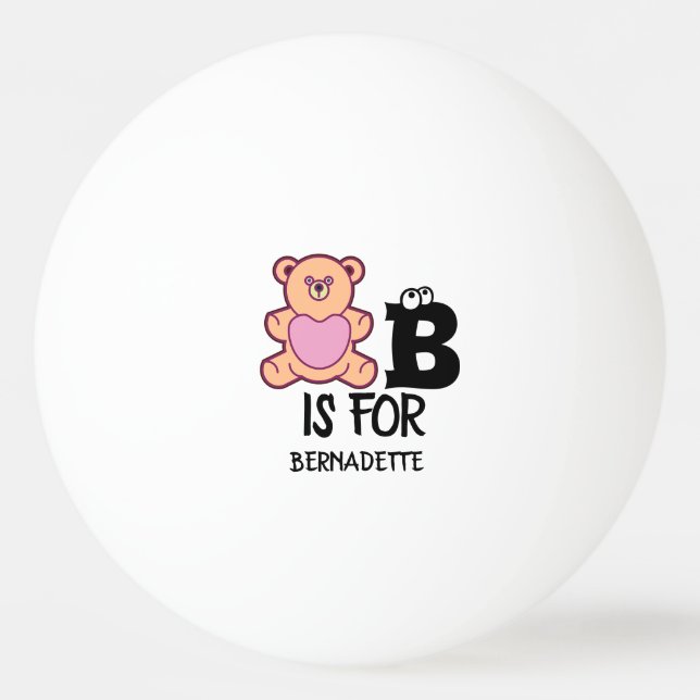 Balle De Ping Pong Monogramme personnalisé B pour ours drôle animal m (Devant)