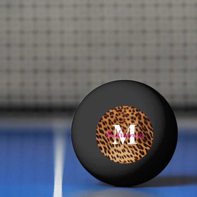 Balle De Ping Pong Monogramme Poster de animal léopard (Filet)