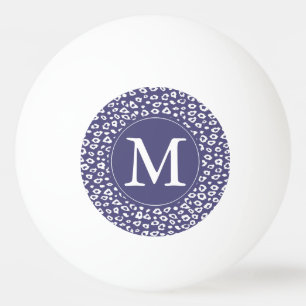 Balle De Ping Pong Monogramme pourpre d'empreinte de léopard