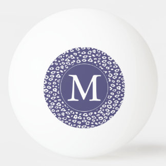 Balle De Ping Pong Monogramme pourpre d'empreinte de léopard