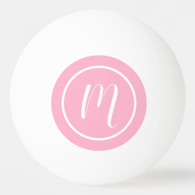 Balle De Ping Pong Monogramme rose clair simple et blanc (Devant)