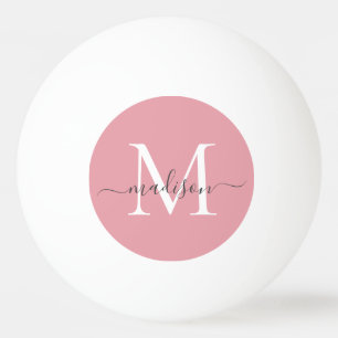 Balle De Ping Pong Monogramme rose vif Élégant Gris de fille Script