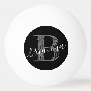 Balle De Ping Pong Monogramme rustique initial personnalisé