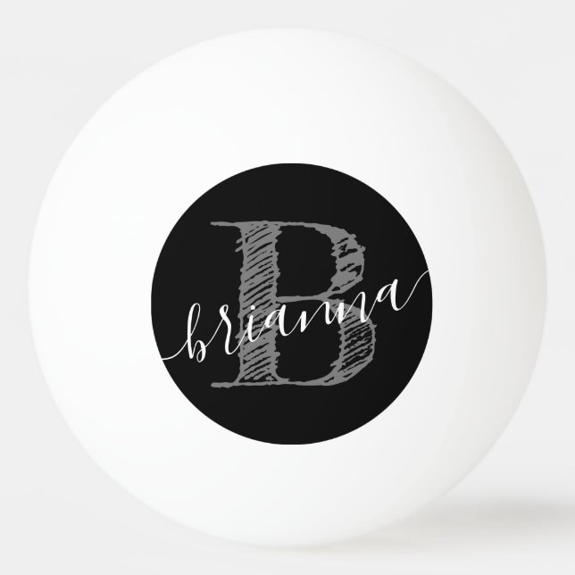 Balle De Ping Pong Monogramme rustique initial personnalisé (Devant)