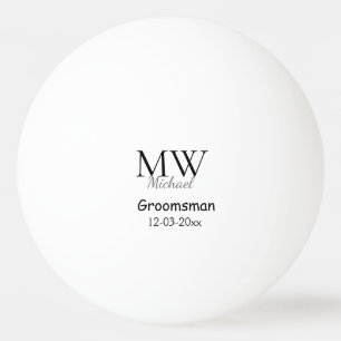Balle De Ping Pong monogramme simple personnalisé nom groomsman minim