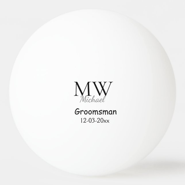 Balle De Ping Pong monogramme simple personnalisé nom groomsman minim (Devant)