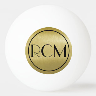 Balle De Ping Pong Monogramme Sophistiqué Noir Or  