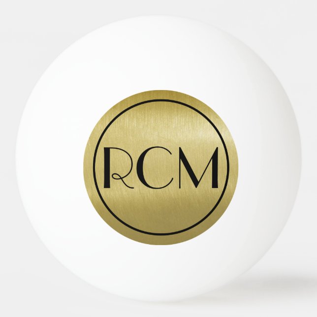 Balle De Ping Pong Monogramme Sophistiqué Noir Or   (Devant)