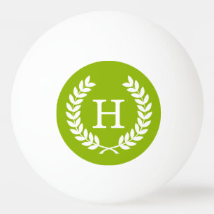 Balle De Ping Pong Monogramme vert pomme d'initiale de guirlande de